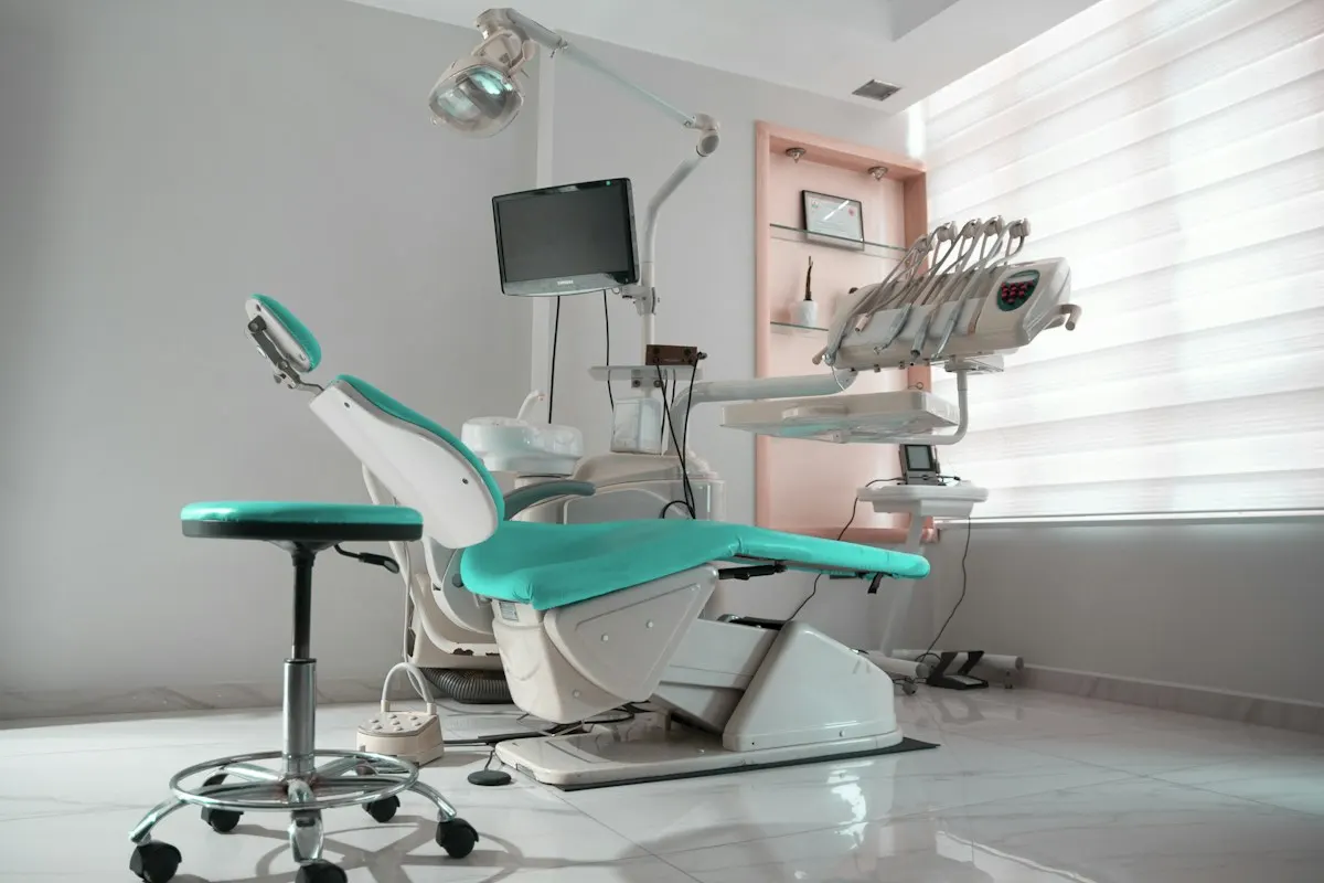 Treatment chair beside a large window