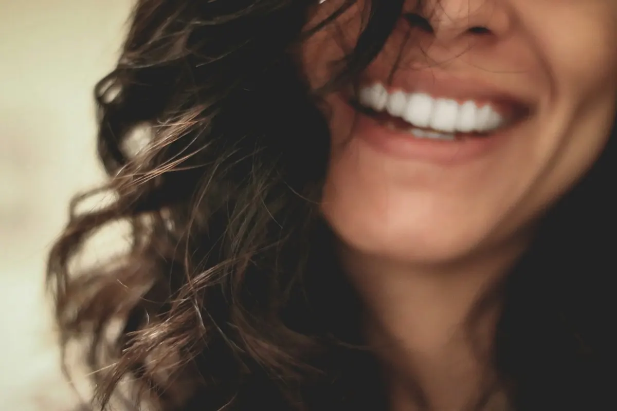 A woman laughing