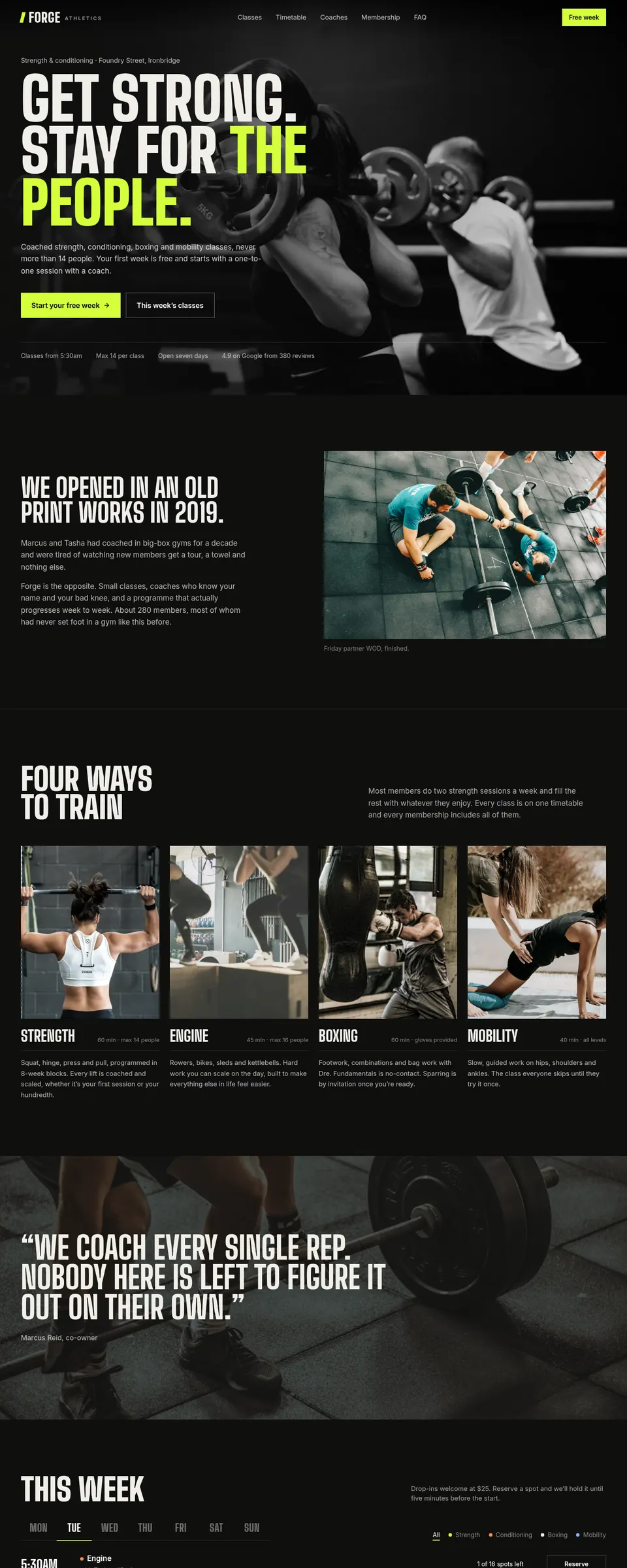 Forge Athletics homepage