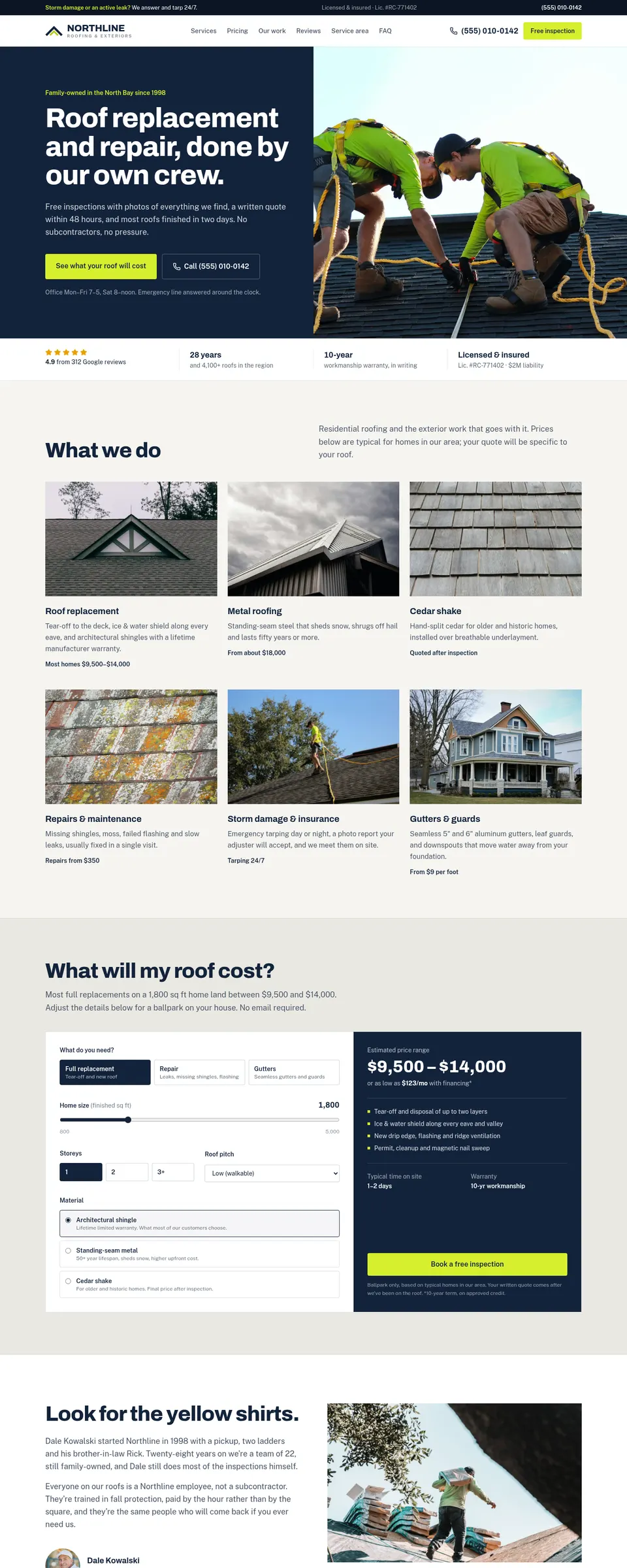 Northline Roofing homepage